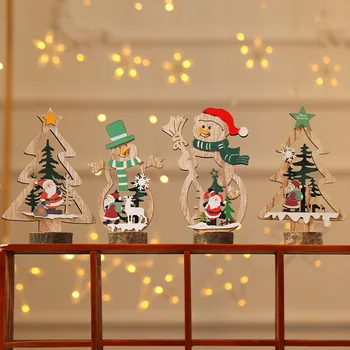 Новый Год 2022 Рождество Рождественские деревянные подвески Wood Craft Navidad 2021 Елочные украшения для дома Подарки своими руками Детские игрушки