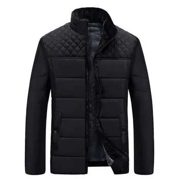Новые зимние куртки, мужская толстая верхняя одежда, теплая флисовая куртка, пальто, мужская Повседневная однотонная куртка с воротником-стойкой, Брендовая Мужская одежда