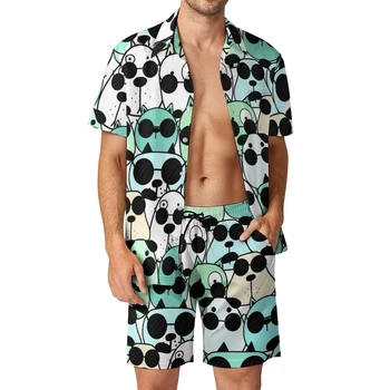 Рубашка с рисунком собаки, костюм из 2 предметов, винтажные рубашки с 3D принтом, пляжные шорты, комплект из 2 предметов, Гавайская уличная одежда для отдыха, мужские костюмы