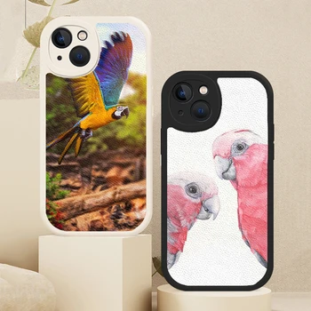 Животное Попугай Птицы Чехол для телефона для iPhone 14 12 11 13 Pro Max Mini 7 8 Plus SE 2020 X XS XR Чехол из овечьей кожи