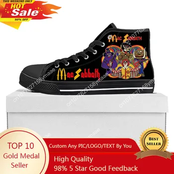 Mac Sabbath / Высококачественные кроссовки с высоким берцем, мужские и женские парусиновые кроссовки для подростков, повседневная обувь на заказ, обувь своими руками, черный цвет