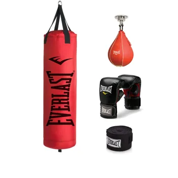 Комплект из поли-брезентовой красной тяжелой сумки весом 70 фунтов, Боксерская груша, бесплатное снаряжение для фитнеса, бодибилдинга, спортивных развлечений