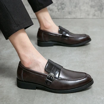 Новые мужские оксфордские лоферы, модные мужские кожаные туфли на плоской подошве 2022, Классическая деловая обувь ручной работы, роскошная повседневная обувь в британском стиле.