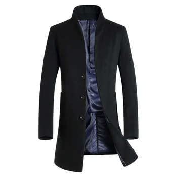 2024 Новое Длинное шерстяное пальто, мужская модная куртка-бушлат и смеси, Осенне-зимние куртки, мужские пальто, большие размеры 5Xl 6Xl